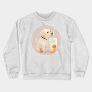 Cute Kawaii Golden Retriever Drinking Bubble Tea - Adorable Dog Lover Gift and Fun Animal Art Crewneck Sweatshirt